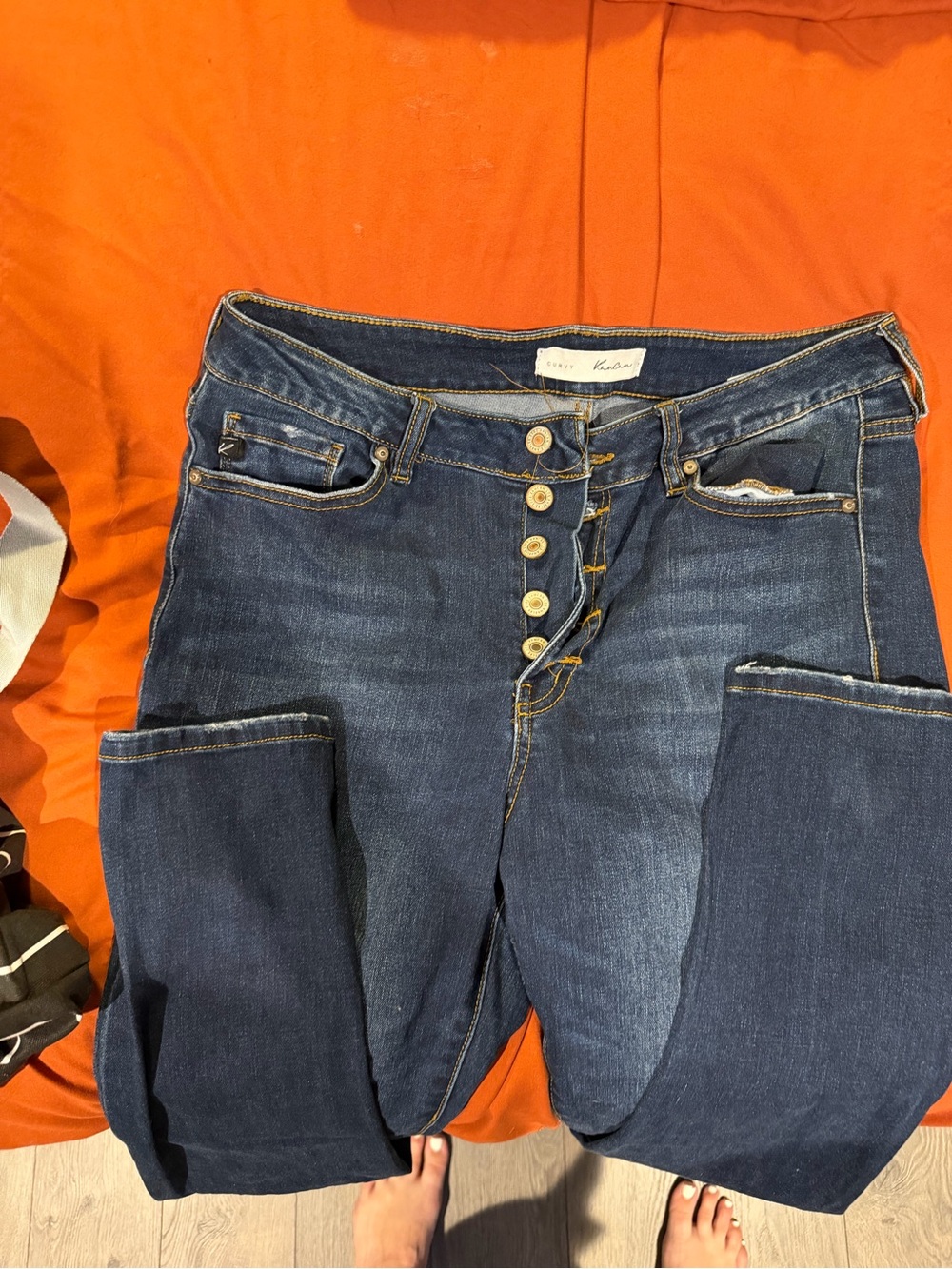 KanCan Dark Blue High-Rise Button-Fly Jeans